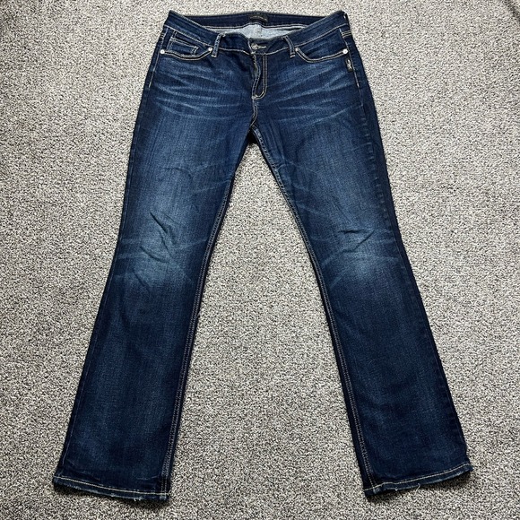 Silver Jeans Womens 31 Blue Elyse Slim Bootcut Mid Rise Dark Wash Stretch Denim - Picture 1 of 11